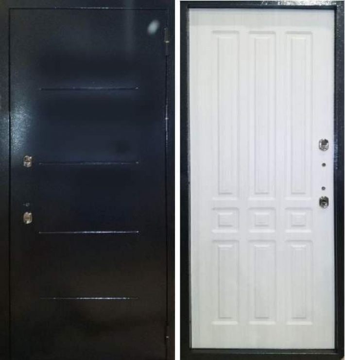 Дверь металлическа "Термо", Металл Черное серебро / ФЛ44 Сандал белый, 860 мм, правая